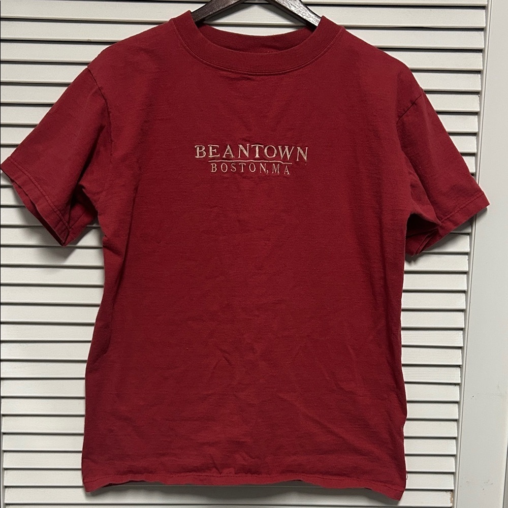 Vintage 90s Beantown Boston MA Brick Red Mens T-Shirt by Times Square Sportswear